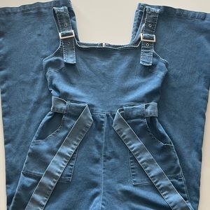 C'EST TOI Denim Wide Leg Jumpsuit